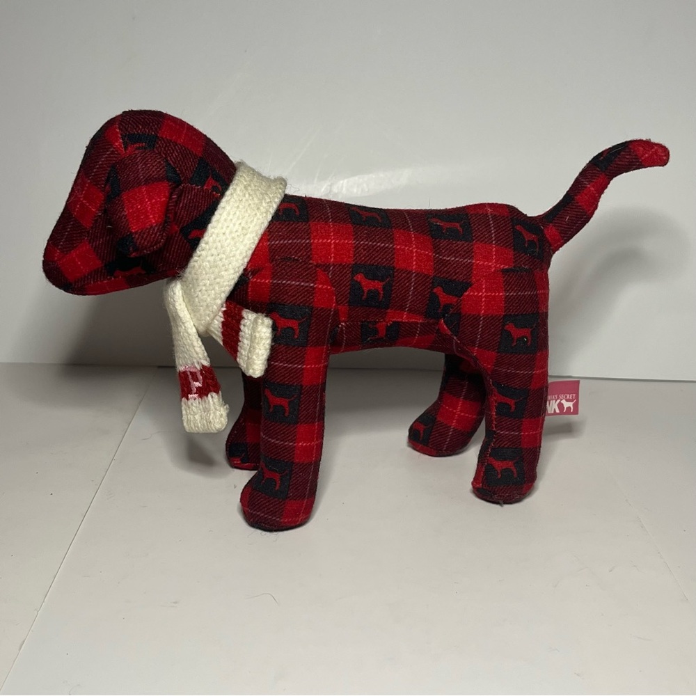 PINK by Victoria’s Secret collectible Plaid Stuffed Dog with Scarf!